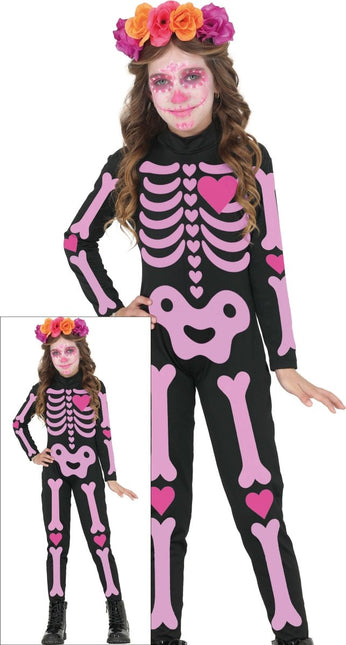 Halloween Kostuum Roze Meisje Skelet van Fiestas Guirca koop je bij Partywinkel