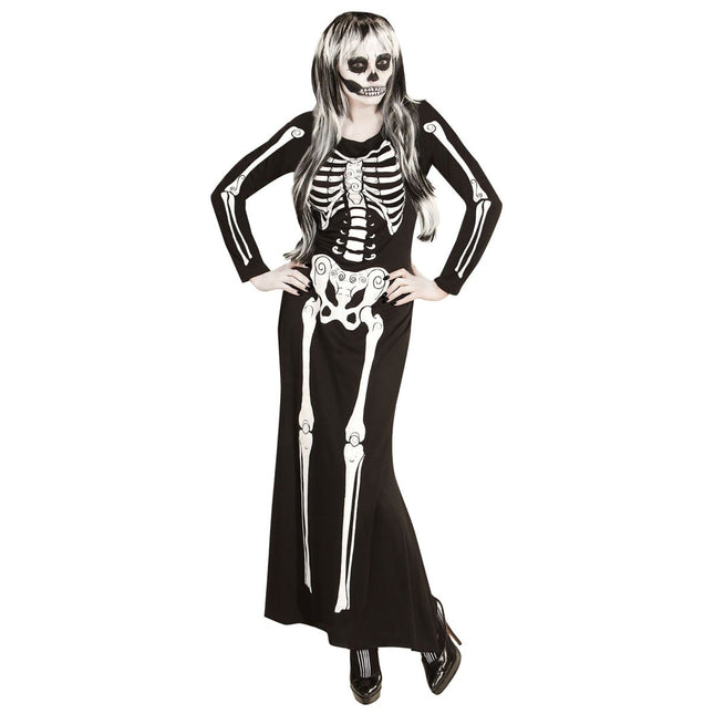 Halloween Kostuum Wit Zwart Dames Skelet van Widmann koop je bij Partywinkel