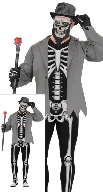 Halloween Kostuum Wit Zwart Heren Skelet 3 delig van Fiestas Guirca koop je bij Partywinkel