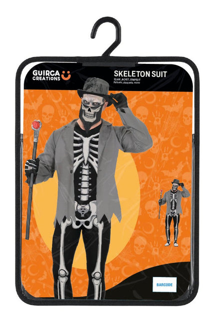 Halloween Kostuum Wit Zwart Heren Skelet 3 delig van Fiestas Guirca koop je bij Partywinkel