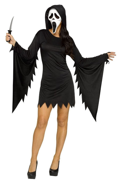 Halloween Kostuum Zwart Dames Geest Face Aged van Ghostface koop je bij Partywinkel