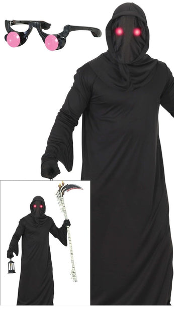 Halloween Kostuum Zwart Heren Donker Rode Ogen Met Licht van Fiestas Guirca koop je bij Partywinkel