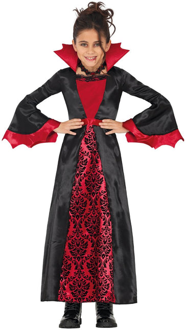 Halloween Kostuum Zwart Rood Meisje Vampier Lang van Fiestas Guirca koop je bij Partywinkel