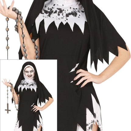 Halloween Kostuum Zwart Wit Dames Non van Fiestas Guirca koop je bij Partywinkel