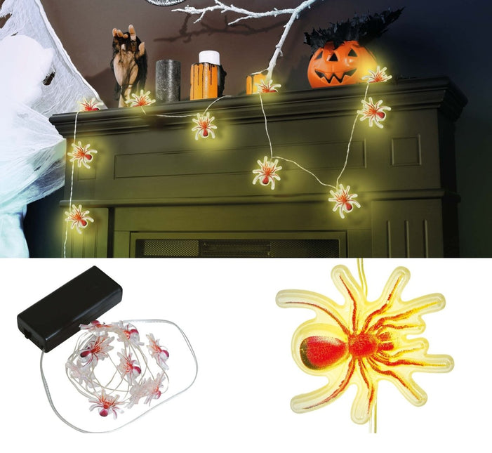 Halloween Lichtsnoer Spinnen 1,2m van Fiestas Guirca koop je bij Partywinkel