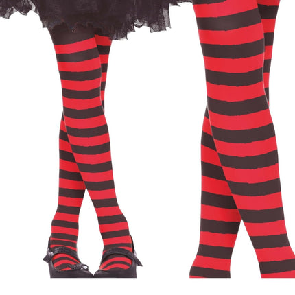 Halloween Maillot Kind Zwart Rood Gestreept 5/9 jaar van Fiestas Guirca koop je bij Partywinkel