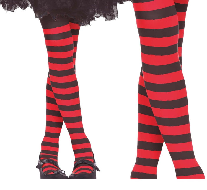 Halloween Maillot Kind Zwart Rood Gestreept 5/9 jaar van Fiestas Guirca koop je bij Partywinkel
