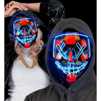 Halloween Masker Blauw Met Licht van Widmann koop je bij Partywinkel