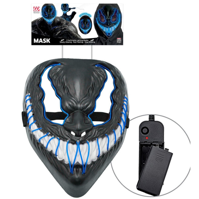 Halloween Masker Blauw Monster Met Licht van Widmann koop je bij Partywinkel