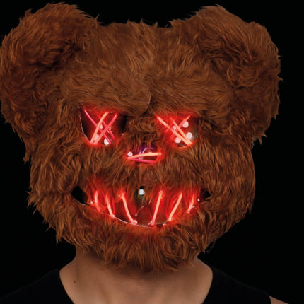 Halloween Masker Bruin Beer Met Licht van Fiestas Guirca koop je bij Partywinkel