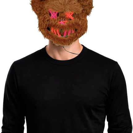 Halloween Masker Bruin Beer Met Licht van Fiestas Guirca koop je bij Partywinkel