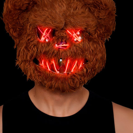 Halloween Masker Bruin Beer Met Licht van Fiestas Guirca koop je bij Partywinkel