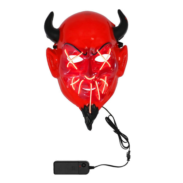 Halloween Masker Rood Zwart Duivel van Boland koop je bij Partywinkel
