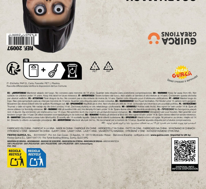 Halloween Masker Wit Gezicht van Fiestas Guirca koop je bij Partywinkel