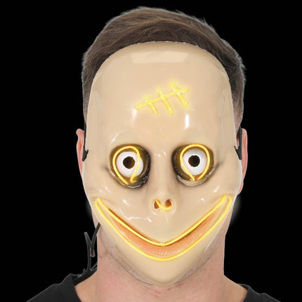 Halloween Masker Wit Momo Met Licht van Fiestas Guirca koop je bij Partywinkel