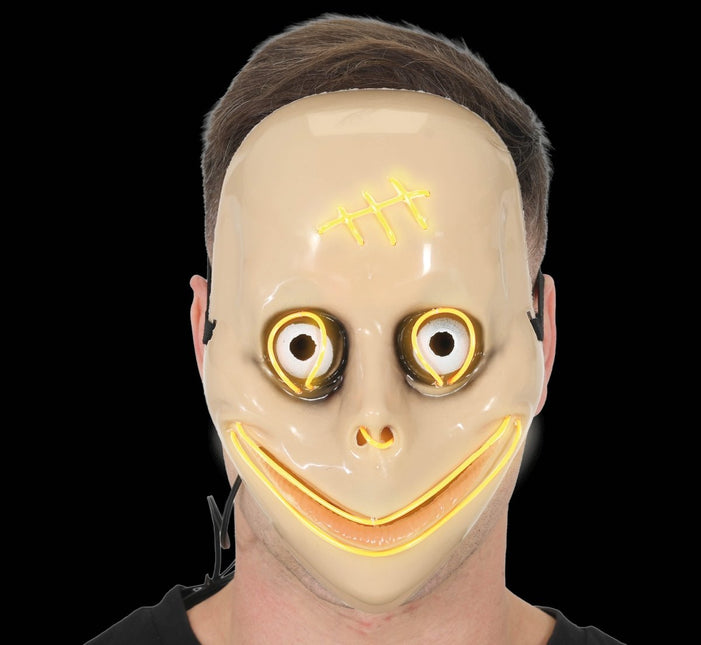 Halloween Masker Wit Momo Met Licht van Fiestas Guirca koop je bij Partywinkel