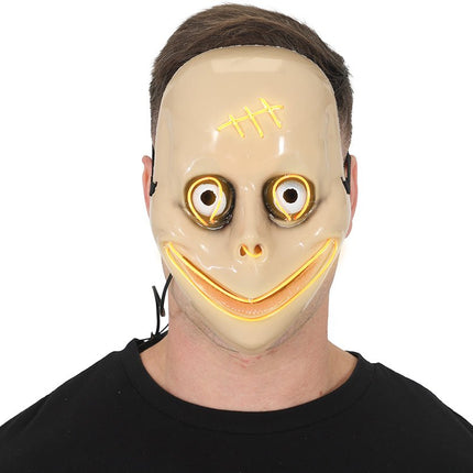 Halloween Masker Wit Momo Met Licht van Fiestas Guirca koop je bij Partywinkel