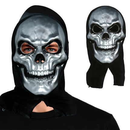 Halloween Masker Zilver Skelet Met Capuchon van Fiestas Guirca koop je bij Partywinkel