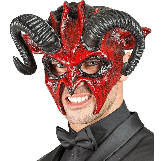 Halloween Masker Zwart Duivel van Widmann koop je bij Partywinkel