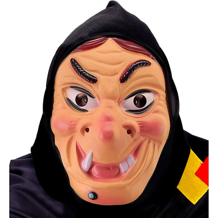 Halloween Masker Zwart Heks Met Hoofddoek van Widmann koop je bij Partywinkel