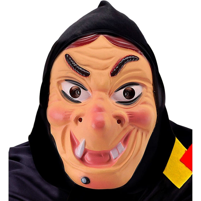 Halloween Masker Zwart Heks Met Hoofddoek van Widmann koop je bij Partywinkel