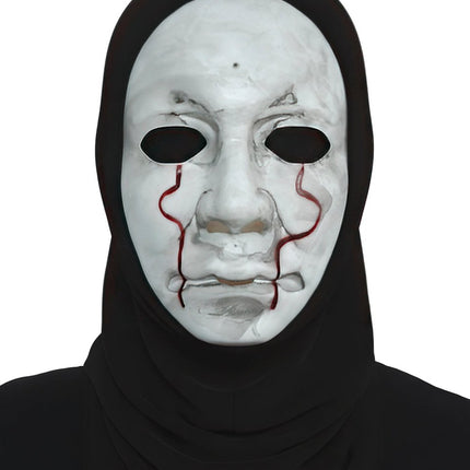 Halloween Masker Zwart Wit Killer Met Capuchon van Fiestas Guirca koop je bij Partywinkel