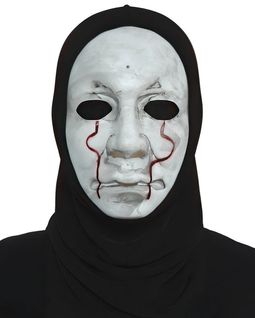 Halloween Masker Zwart Wit Killer Met Capuchon van Fiestas Guirca koop je bij Partywinkel