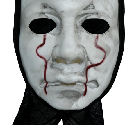 Halloween Masker Zwart Wit Killer Met Capuchon van Fiestas Guirca koop je bij Partywinkel