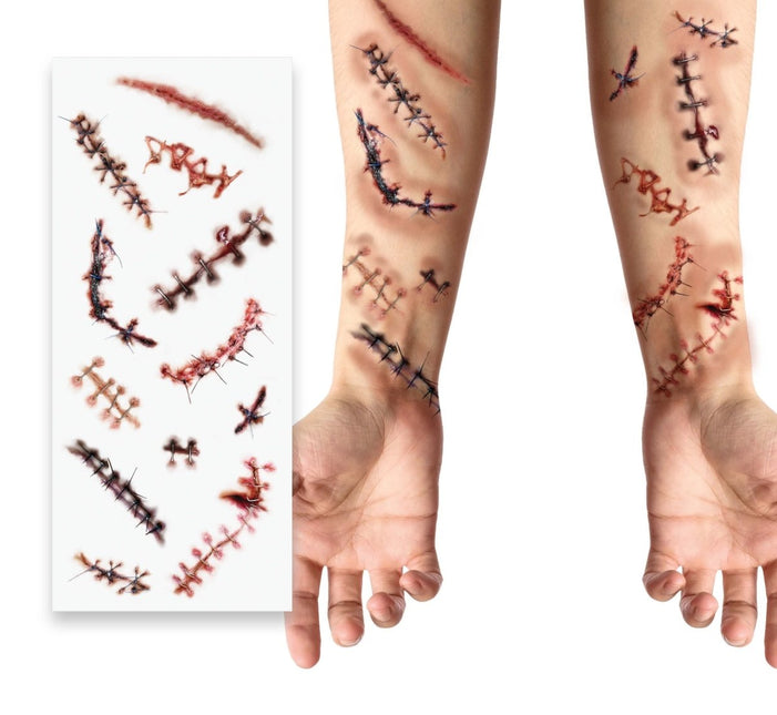 Halloween Nep Tattoos Litteken 30cm van Fiestas Guirca koop je bij Partywinkel