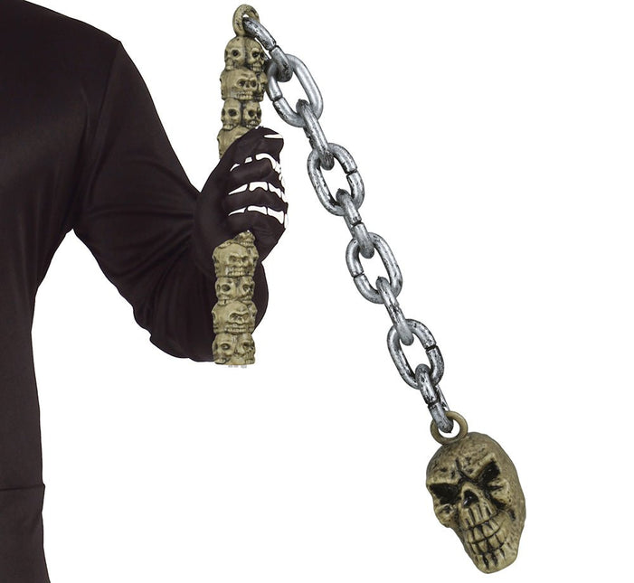 Halloween Nep Wapenstok Schedel Aan Ketting 84cm van Fiestas Guirca koop je bij Partywinkel
