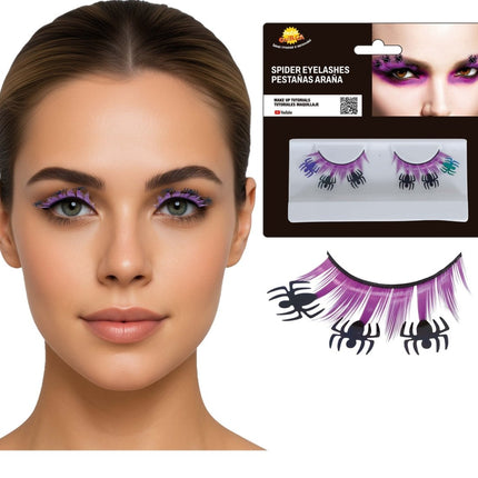 Halloween Nep Wimpers Zwart Spinnen van Fiestas Guirca koop je bij Partywinkel