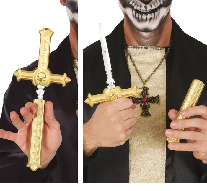 Halloween Nep Zwaard Dolk Kruis 26cm van Fiestas Guirca koop je bij Partywinkel