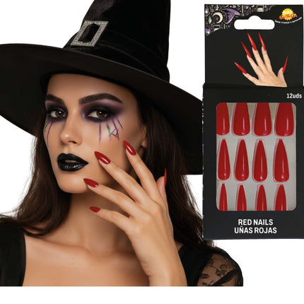 Halloween Nepnagels Rood Punt van Fiestas Guirca koop je bij Partywinkel