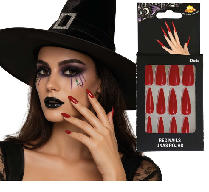 Halloween Nepnagels Rood Punt van Fiestas Guirca koop je bij Partywinkel
