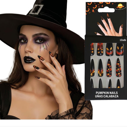 Halloween Nepnagels Zwart Oranje van Fiestas Guirca koop je bij Partywinkel