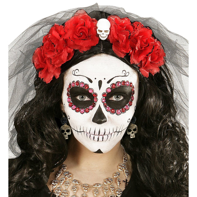 Halloween Oorbellen Goud Zwart Schedel van Widmann koop je bij Partywinkel