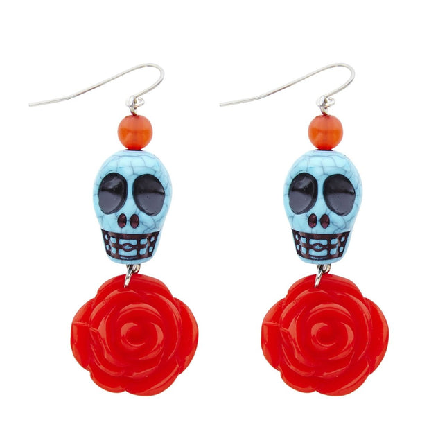 Halloween Oorbellen Schedels Met Roos van Widmann koop je bij Partywinkel