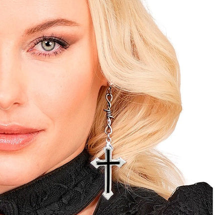 Halloween Oorbellen Zwart Kruis van Widmann koop je bij Partywinkel