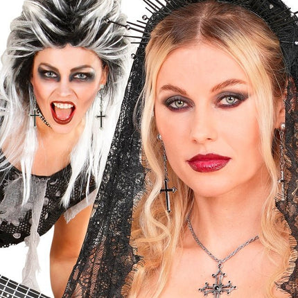 Halloween Oorbellen Zwart Kruis van Widmann koop je bij Partywinkel