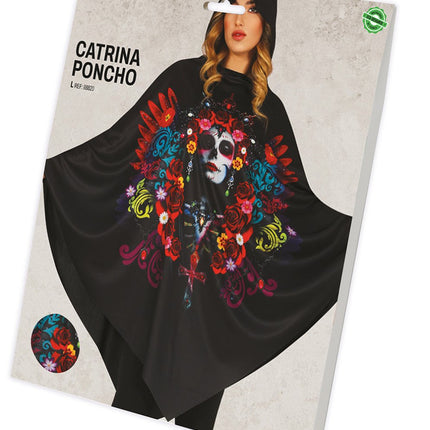 Halloween Poncho Dames Catrina van Fiestas Guirca koop je bij Partywinkel