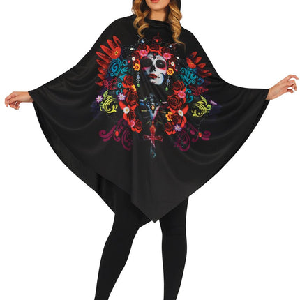 Halloween Poncho Dames Catrina van Fiestas Guirca koop je bij Partywinkel