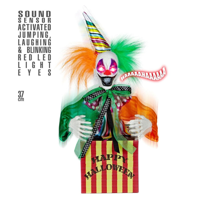 Halloween Pop Clown Springend Met Geluid En Licht 37cm van Widmann koop je bij Partywinkel