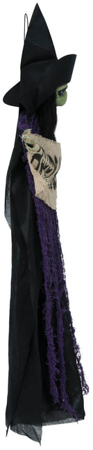 Halloween Pop Hangende Heks Met Bordje 1,10m van Fiestas Guirca koop je bij Partywinkel