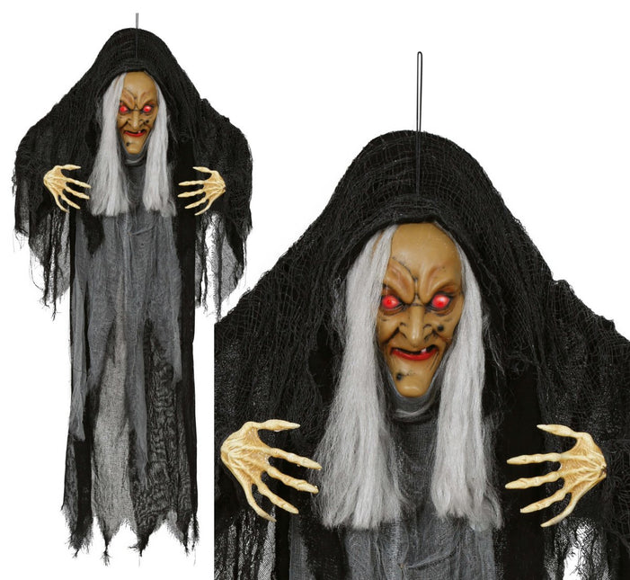 Halloween Pop Heks Met Licht, Geluid En Beweging 1,20m van Fiestas Guirca koop je bij Partywinkel
