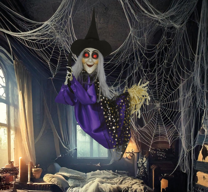Halloween Pop Heks Met Licht, Geluid En Beweging 75cm van Fiestas Guirca koop je bij Partywinkel