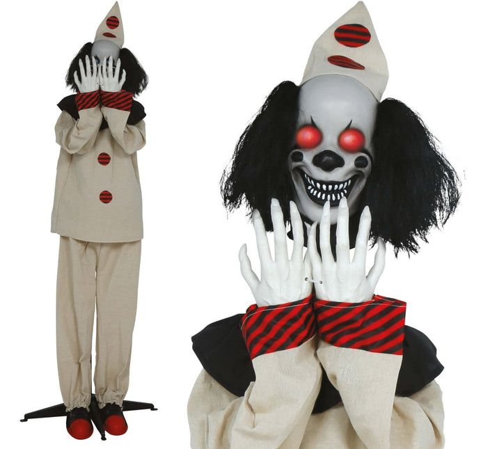 Halloween Pop Scare Clown Met Licht, Geluid En Beweging 1,85m van Fiestas Guirca koop je bij Partywinkel