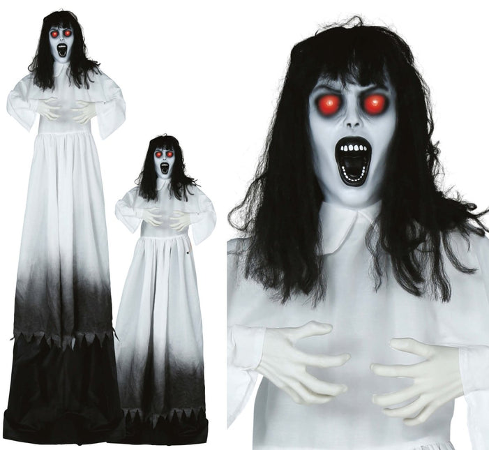 Halloween Pop Zombie Vrouw Met Licht, Geluid En Beweging 1,8m van Fiestas Guirca koop je bij Partywinkel