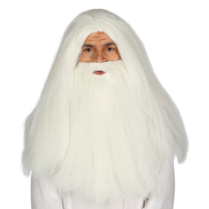 Halloween Pruik Baard Wit van Fiestas Guirca koop je bij Partywinkel