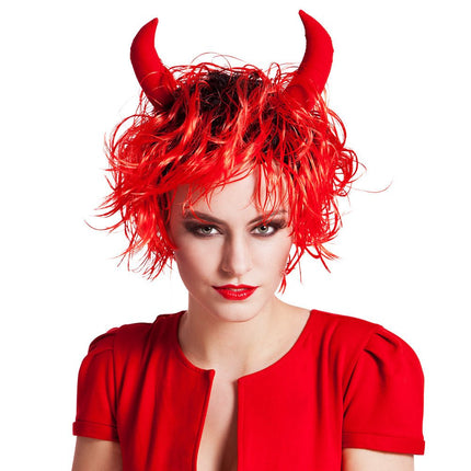 Halloween Pruik Gekruld Rood van Boland koop je bij Partywinkel