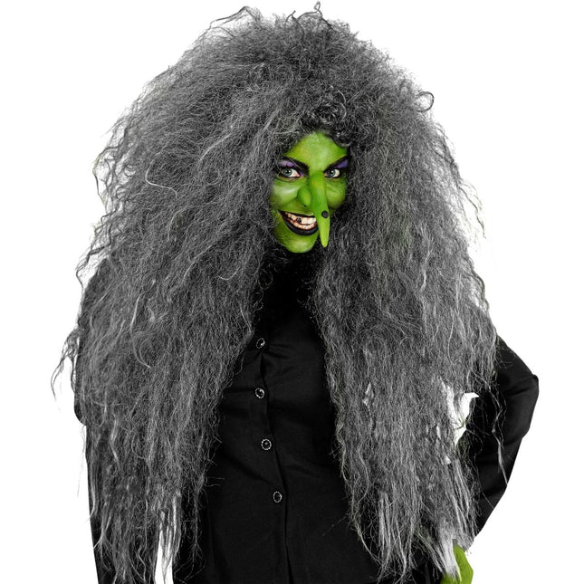 Halloween Pruik Grijs Dames Heks van Widmann koop je bij Partywinkel